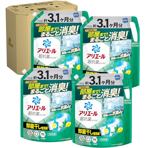 アリエール 洗濯洗剤 液体 超抗菌プレミアム 部屋干し超消臭 天日干し級にさわやかな香り 詰め替え 2210gｘ4袋 [大容量] [ケース品]