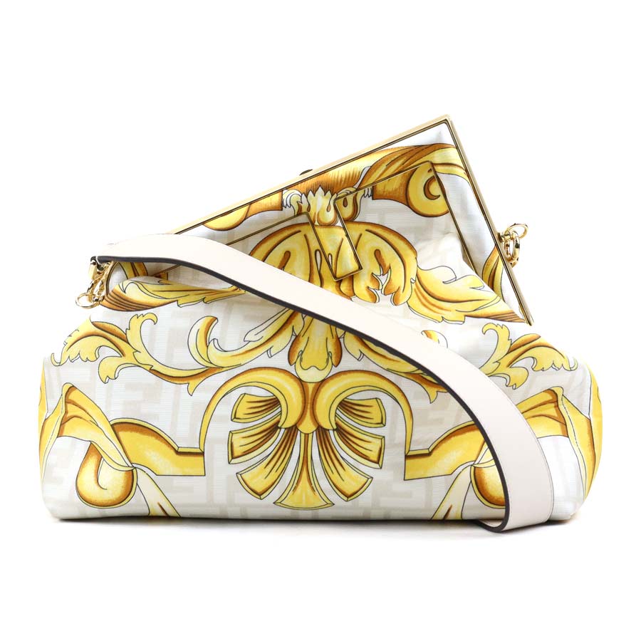 フェンディ FENDI ショルダーバッグ FENDACE ファースト ミディアム キャンバス/レザー ライトベージュ/イエロー レディース 8BP127-AJQC e59538g