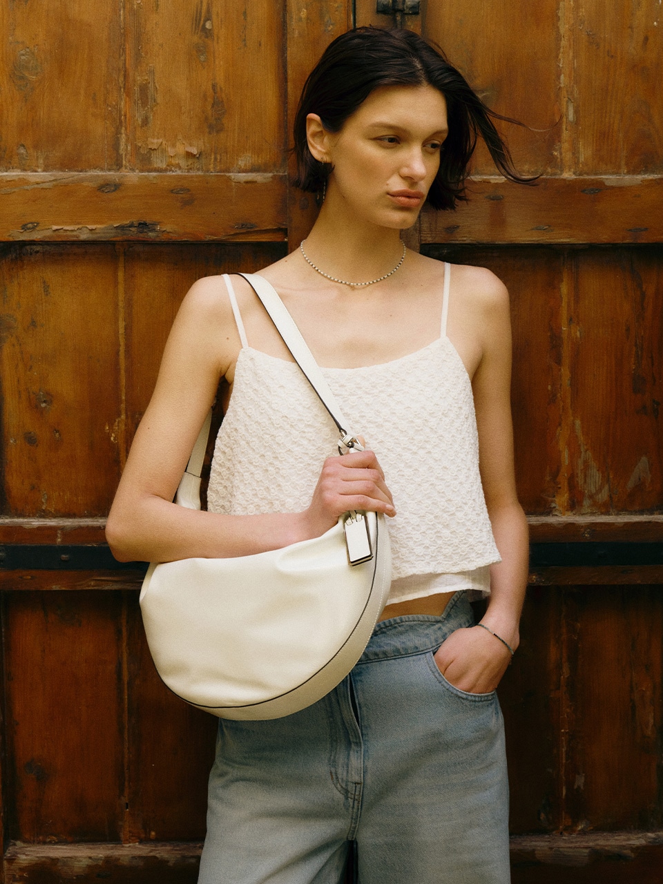【JOY GRYSON】JUNE HOBO BAG MEDIUM : OFF WHITE