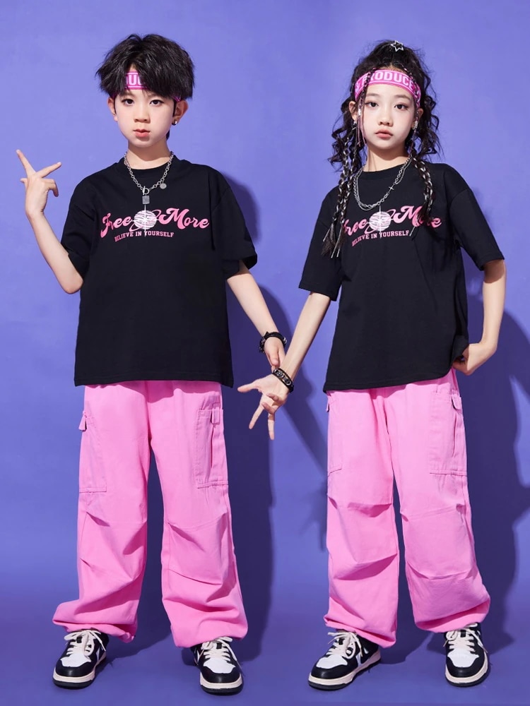 六一子供のストリートダンスの演出服の男の子のヒップホップのセットの女の子のジャズダンスの服装のクールでかっこいい演技服の現代ダンス