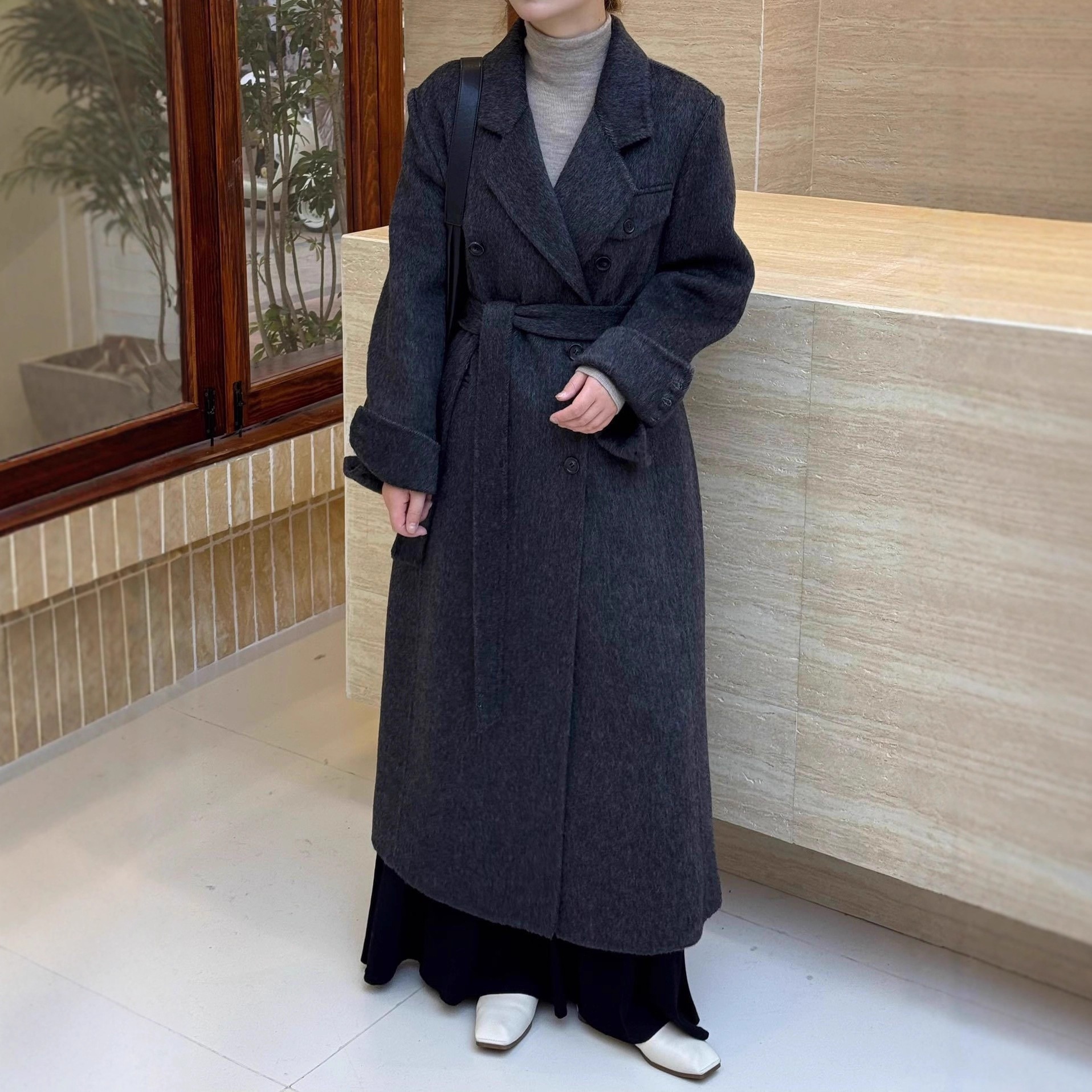 2025年秋冬 両面ウールコート 膝上丈 高級カシミヤ 両面 ロング丈 厚手 暖かい 韓国風 レディース アウター