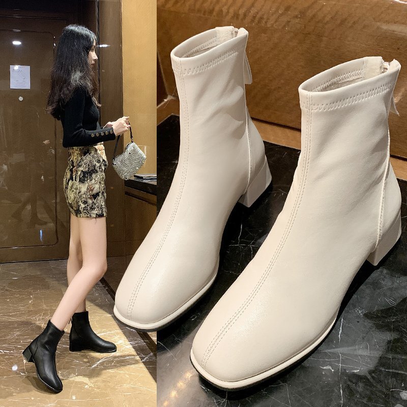 大きいサイズブーツ 22-26.5cm ショートブーツ ブーツ レディース 靴 大きめ ヒール4cm シューズ 太めヒール 裏起毛 歩きやすい 秋冬 おしゃれ 美脚 防寒 暖かい カジュアル