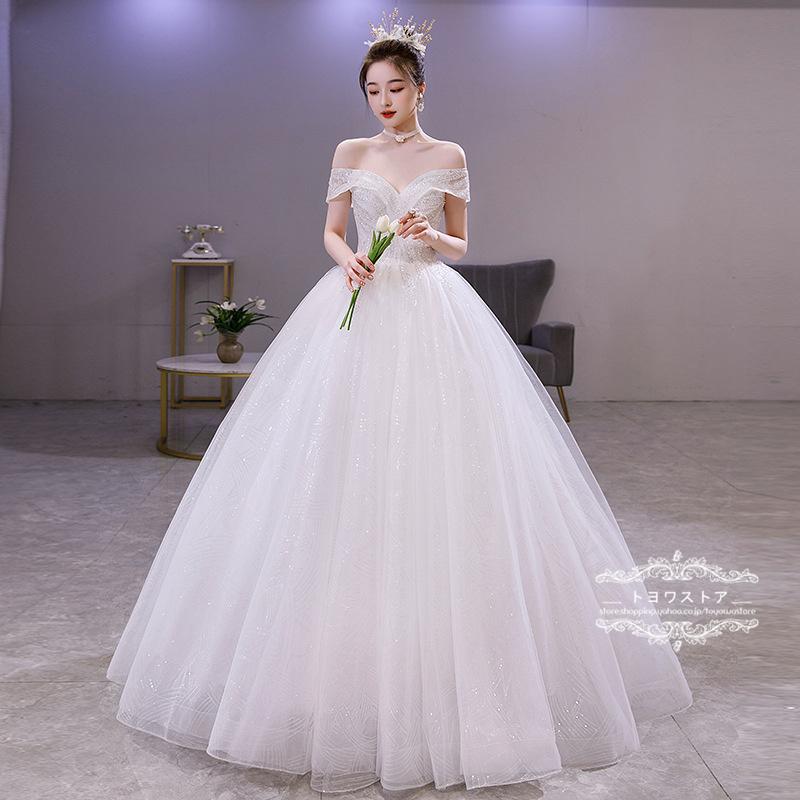 ウェディングドレス 白 ウエディングドレス 韓国 プリンセスライン ウェディングドレス 安い 結婚式 披露宴 花嫁 ロングドレス 森ガール 海外挙式