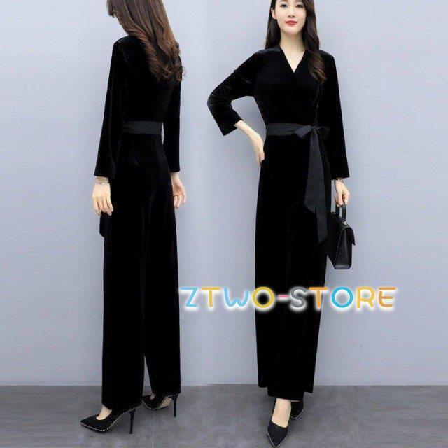 本日の限定商品 カシュクールパンツドレスオールインワンパーティードレス結婚式お呼ばれドレスパンツ大きいサイズ3L4L袖あり長袖Vネックカシュクールパンツドレスオールインワンパーティードレス結婚式お