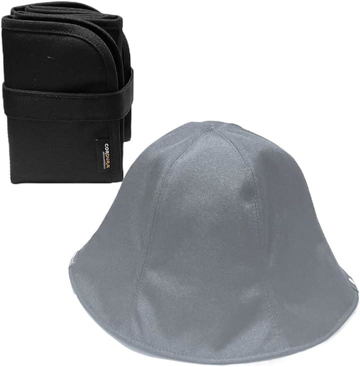 コーデュラ採用 サウナハット サウナマット セット 洗濯可 撥水 速乾 断熱 軽量 サウナグッズ( グレー x ブラック, 56.0 cm)