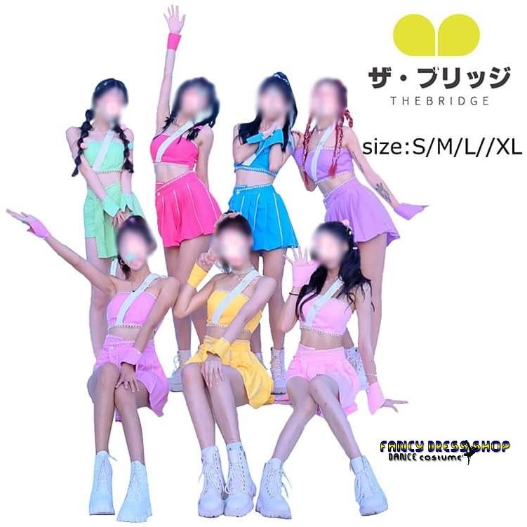 全6色 大人 レディース 韓国 アイドル ダンス衣装 セットアップ チアガール S M L XL ジャズ ダンス衣装 ヘソ出し スカート 袖なし k-pop 女子 グループ ステー