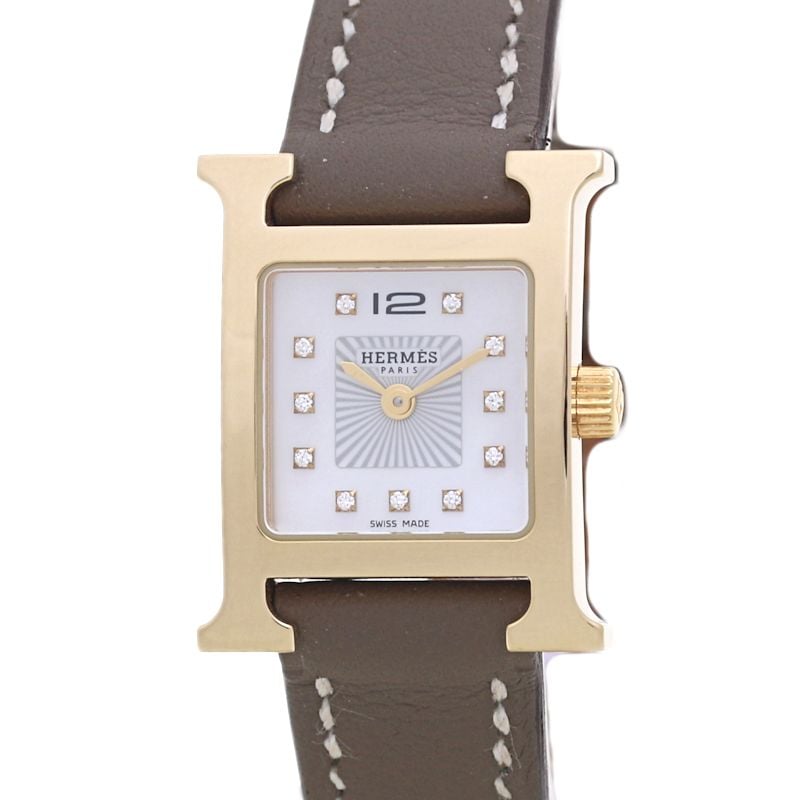 腕時計 レディース 腕時計 レディース Ｈウォッチ ミニ 11Pダイヤモンド W057749WW00 HH1.102 【2023年正規店購入/電池交換済】ピンクゴールドメッキ /40049【中古】