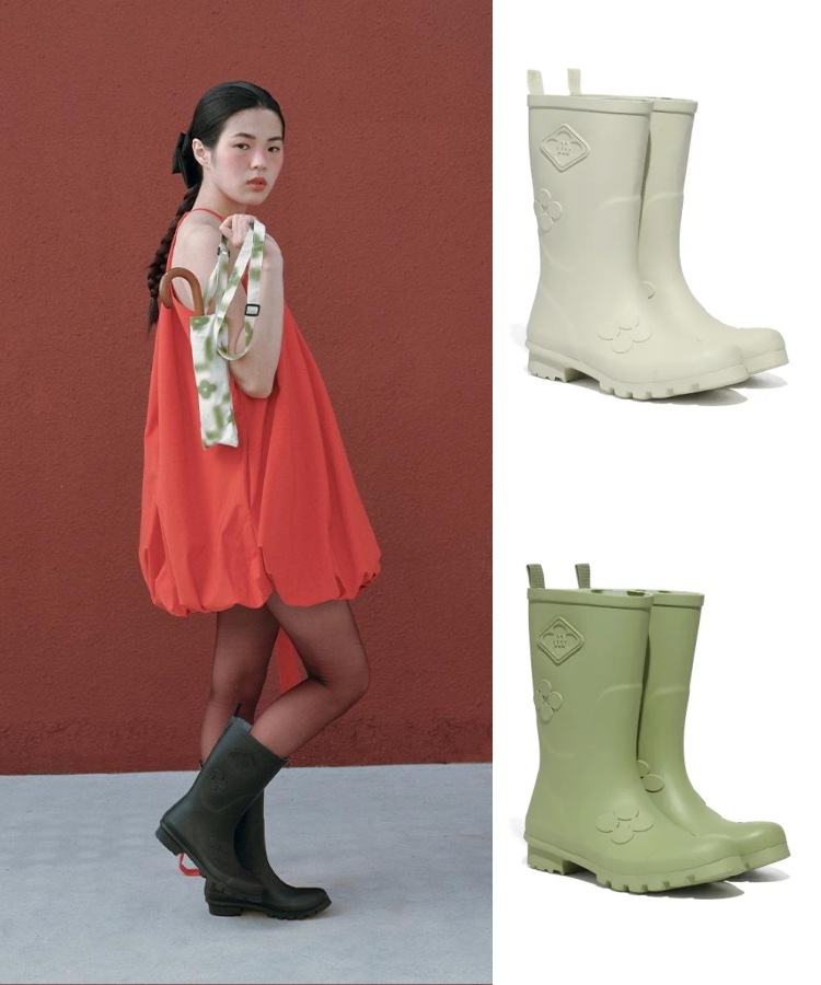 【Rockfish Weatherwear】25SS★FLORAL PATCH RAIN BOOTS SHORT Rockfish Weatherwear] [X MINJUKIM] FLORAL PATCH RAINBOOTS