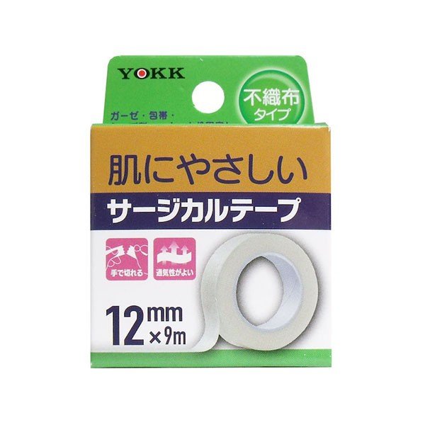 医療用テープ ヨック サージカルテープ 不織布タイプ 12mm9m X100個