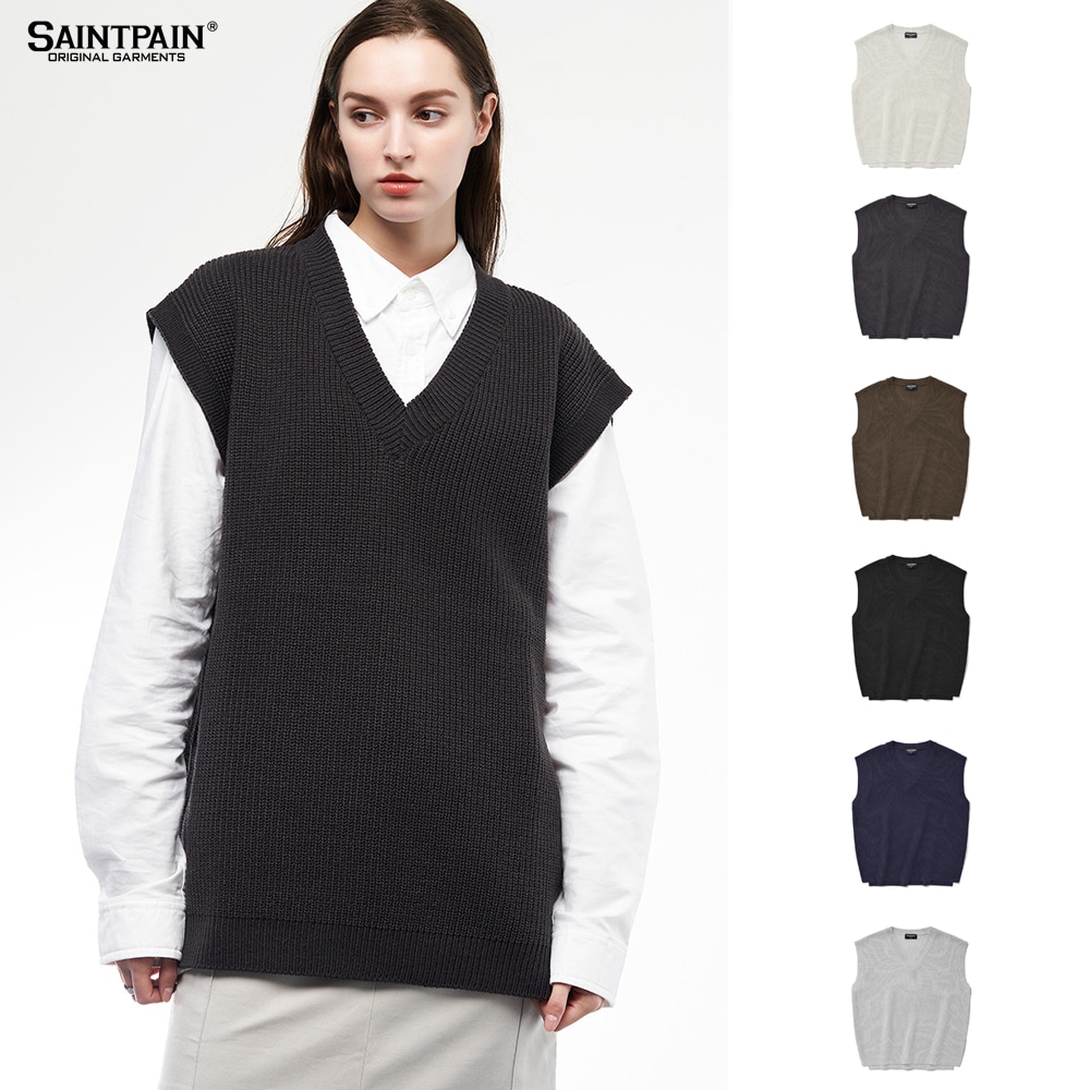 SP OVERSIZE SIDE SLITS KNIT VEST-6 Color