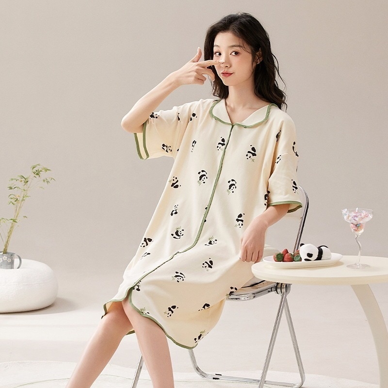 響かない!シームレス部屋着 冷感ルームワンピース 夏 ナイトウェア 丸首 かわいい パジャマ 寝巻き ゆったり ルームウェア レディース ネグリジェ 半袖