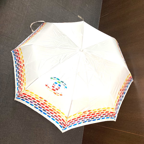傘 CC ココマーク ロゴ レインボー 折り畳み傘 アンブレラ パール ナイロン マルチカラー