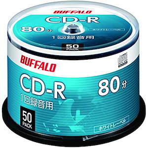 バッファロー 音楽用 CD-R 1回録音 80分 700MB 50枚 スピンドル ホワイトレーベル RO-CR07M-050PW/N