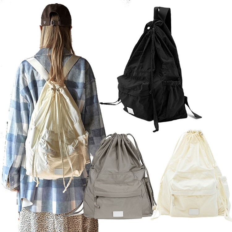 DRAWSTRING BACKPACK スリングバック ユニセックス おしゃれ 通勤 通学 旅行 韓国発 追跡付