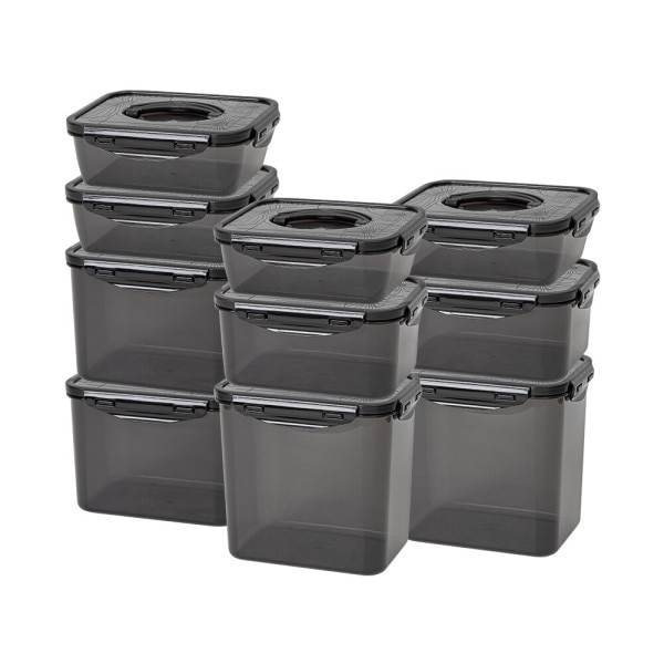 イージーアンドフリー ブラック ワンハンドル 密閉容器 10種 セット (1.4L 4p2L 2p3.2L 2p4.3L 2p)