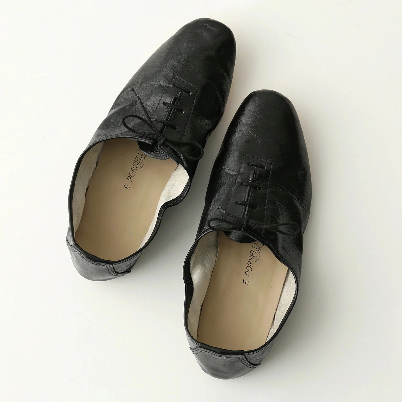 PORSELLI ポルセリ フラットシューズ JAZZ 99 PELLE レディース ジャズシューズ レースアップ ラウンドトゥ レザー 靴 NERO