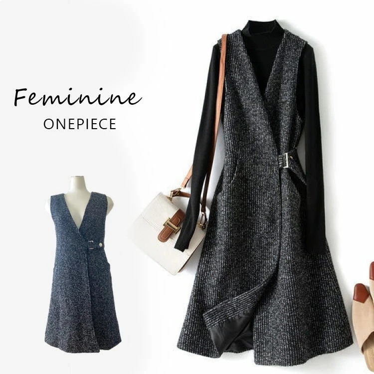 【新作】ジレベスト 春 秋 冬 レディース 韓国ファッション ノーカラー ベスト Vネック ベルト付き ポケット付き ビジネス 通勤 カジュアル 羽織り カーディガン 秋 冬