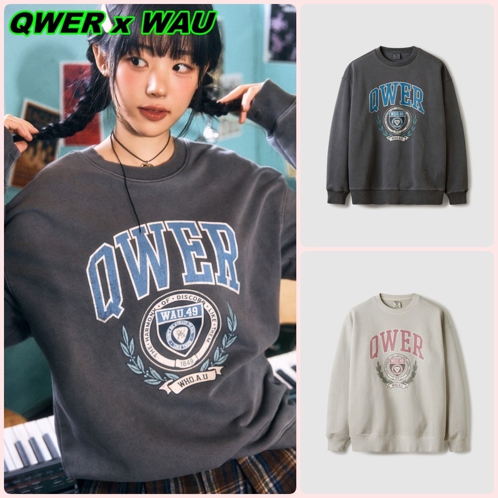 【QWER X WAU】Signature Dyed Sweatshirt/WHMWE4T91U