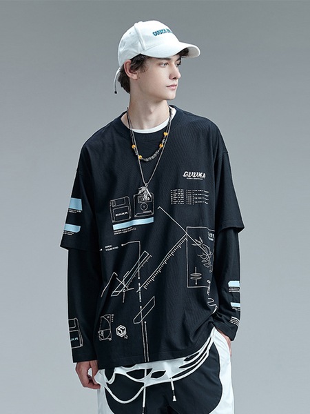 トレンディなブランド 黒の王蘇龍ヒップホップ長袖 T シャツ 6,234円