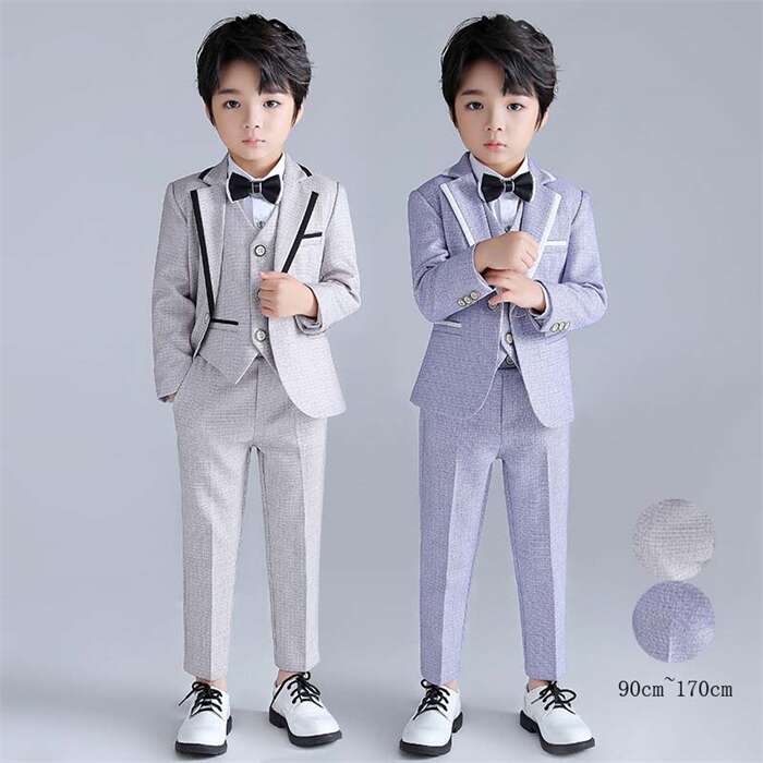 【最安値挑戦】男の子 スーツセット 長袖 子供用 折襟 子供スーツ 子供服 オシャレ 上下セット フォーマルスーツ キッズ 結婚式 演出 ベビー服フォーマル 初節句 お宮参り 風 5点 ジャケット＋ベ