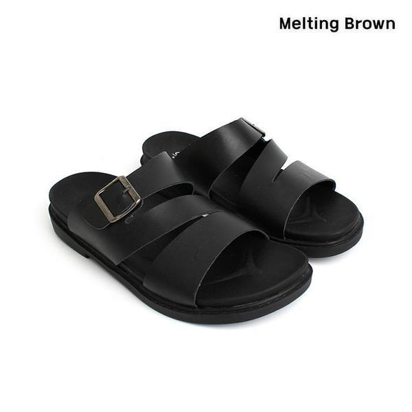 メンズカジュアル牛革バックルサンダル