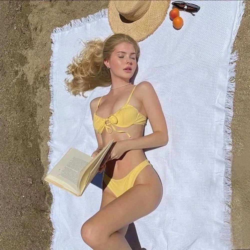 【1つ買うと10つ無料】水着の女性ソリッドカラー温泉セクシーなビキニスタイルの純粋で新鮮な水着