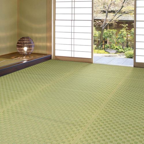 【メーカー直送品】萩原 い草カーペット(裏貼り) 若月 本間6帖GR グリーン