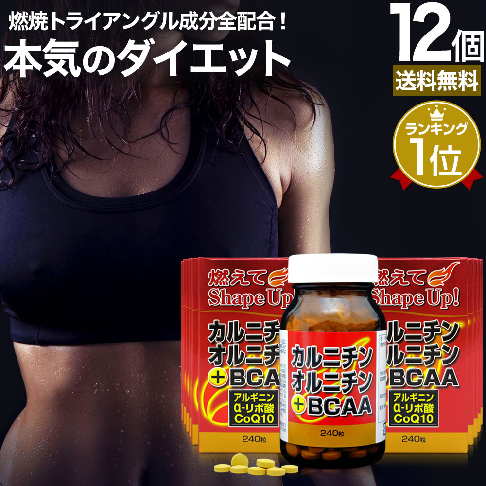 カルニチン・オルニチン＋BCAA 240粒*12個 約360-480日分 カルニチン lカルニチン エルカルニチン リポ酸 bcaa コエンザイムq10 サプリメント サプリ