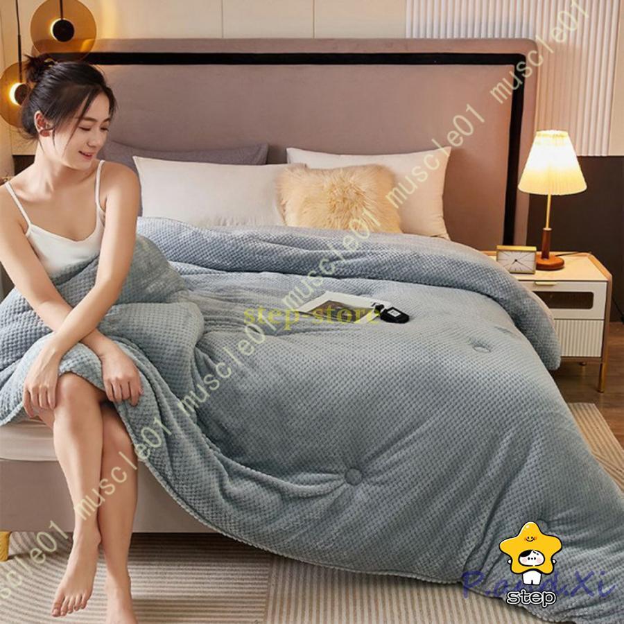 【特価提供】掛け布団 シングル ダブル シープボア 毛布ふとん 厚手 掛け布団 冬用 寝具 中綿入り 保温 ボア フランネル 毛布ふとん 冬 無地 ふわふわ あたたか おしゃれ65