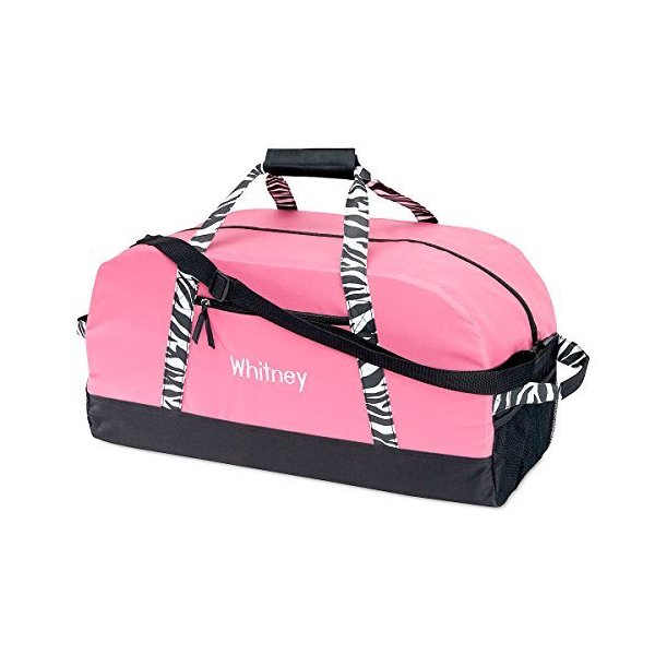 Personalized Kids Zebra Print Large Duffel Bag, Girls Sports Bag (13\