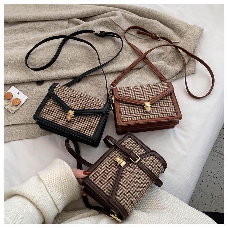 バッグ レディースバッグ ショルダーバック 斜めがけ フラップ かわいい 大人可愛い おしゃれ お洒落 レトロ 千鳥格子 10代 20代 レディース デート お出かけ ファッション 秋 冬 小さめ 色