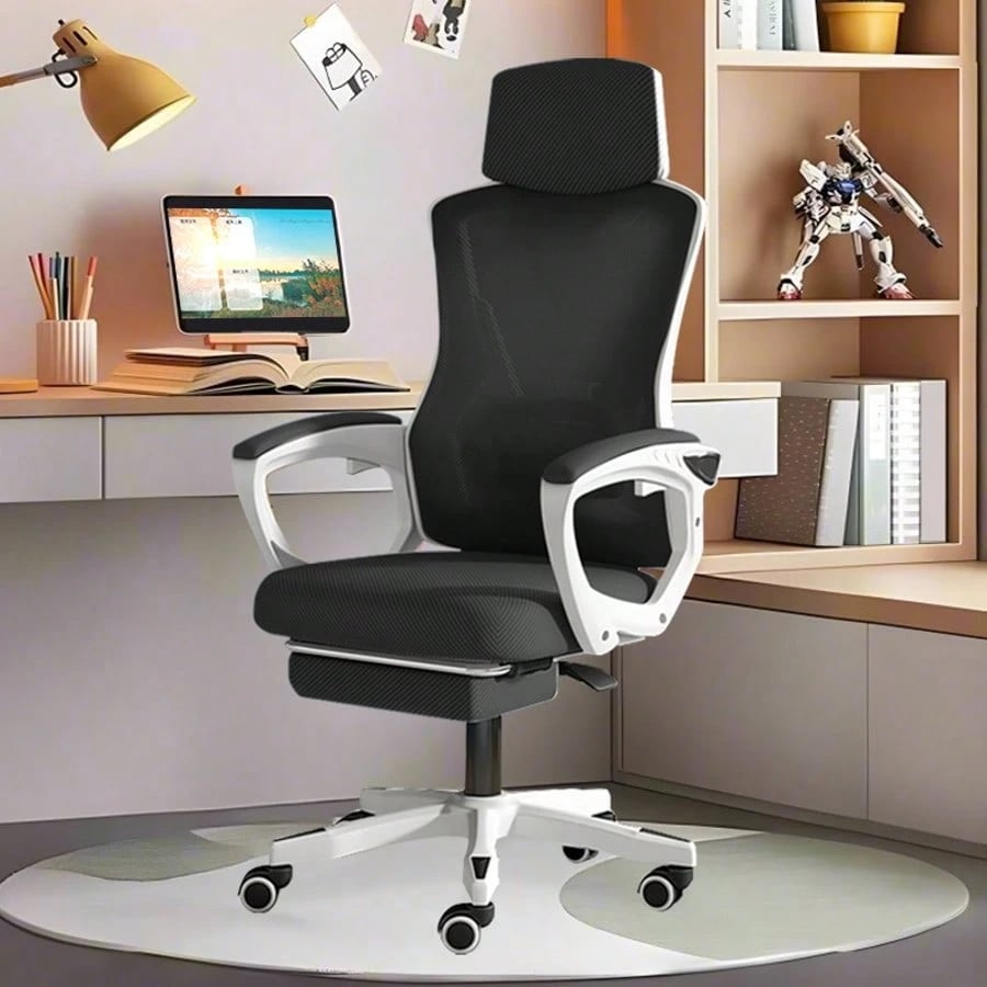 人間工学 オフィスチェア デスクチェア 360度回転 在宅勤務椅子 人間工学 オフィスチェア 事務椅子 回転椅子 ゲーミングチェア 通気性 PCチェア フットレスト付き