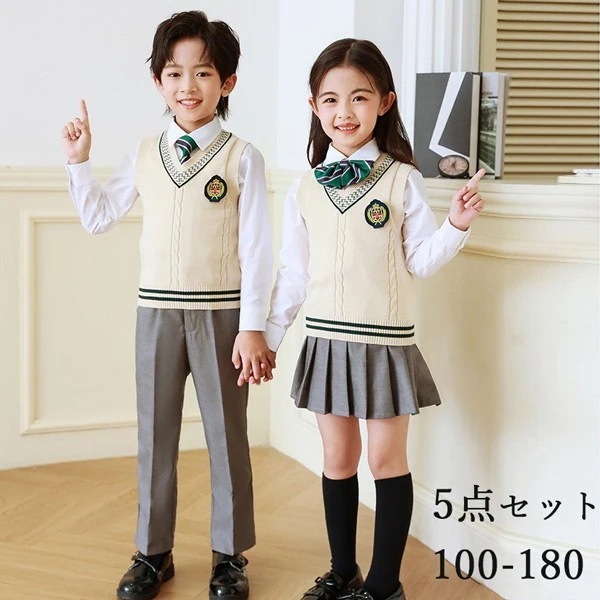 【大人気 急速出荷】学生服 子供服 ピアノ発表会 上下セット キッズスーツ キッズフォーマルスーツ 女の子 男の子 女児 小学校 高校生 中学生 制服 ジャケット ブラウス スカート リボン 七五三
