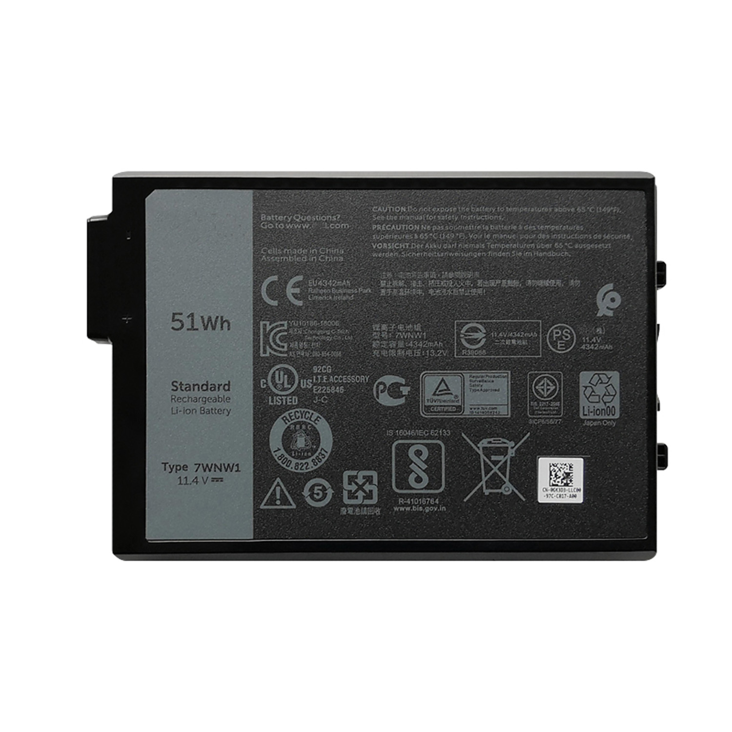 7WNW1 電池・DELLノートパソコン互換 Latitude TYPE 5424 7WNW1 51Wh 4342mAh 交換用のバッテリー dc909-A1254