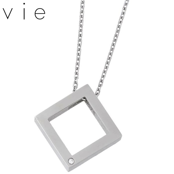 ヴィー vie ステンレス ネックレス メンズ キュービック メッセージ 金属金属アレルギー対応