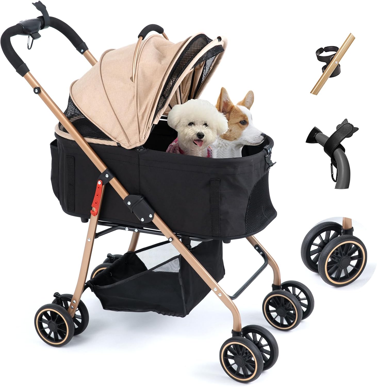 MILA&LOUIS ペットカート 多頭の小型犬&猫 中型犬一匹用 犬 カート - 分離・全体として ワンタッチ 折りたたみ可能 犬 ベビーカー 人気 コンパクト ペットかーと ドッグ バギー 軽量