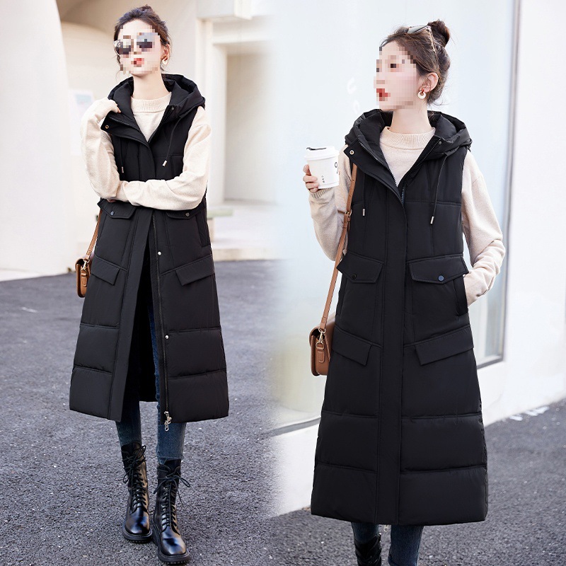 冬 合わせやすい おしゃれ ダウン綿ベスト レディース ロング丈 新作 人気沸騰 トレンド 膝丈 アウター 新作 秋冬 ベスト アウター 加厚