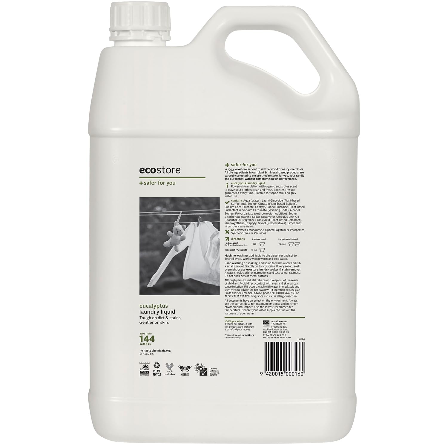 ecostore(エコストア) ランドリーリキッド 【ユーカリ】 5L 詰め替え 洗濯洗剤 洗剤 液体 植物由来 肌にやさしい