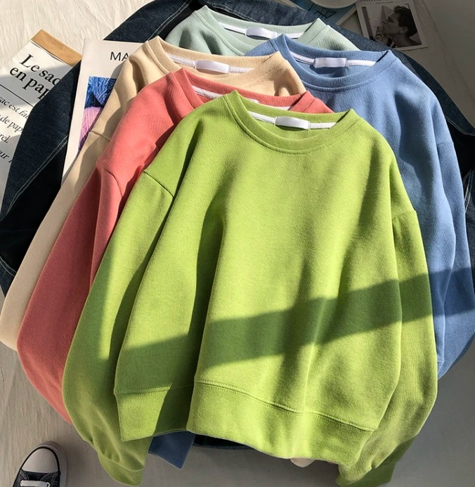 トレーナー プルオーバー カラー豊富 ニットソー ショート丈 長袖 ボリューム袖 Uネック ストレート ワイド もこもこ 伸縮性 厚手 かわいい 大人可愛い シンプル カジュアル 大人 おしゃれ