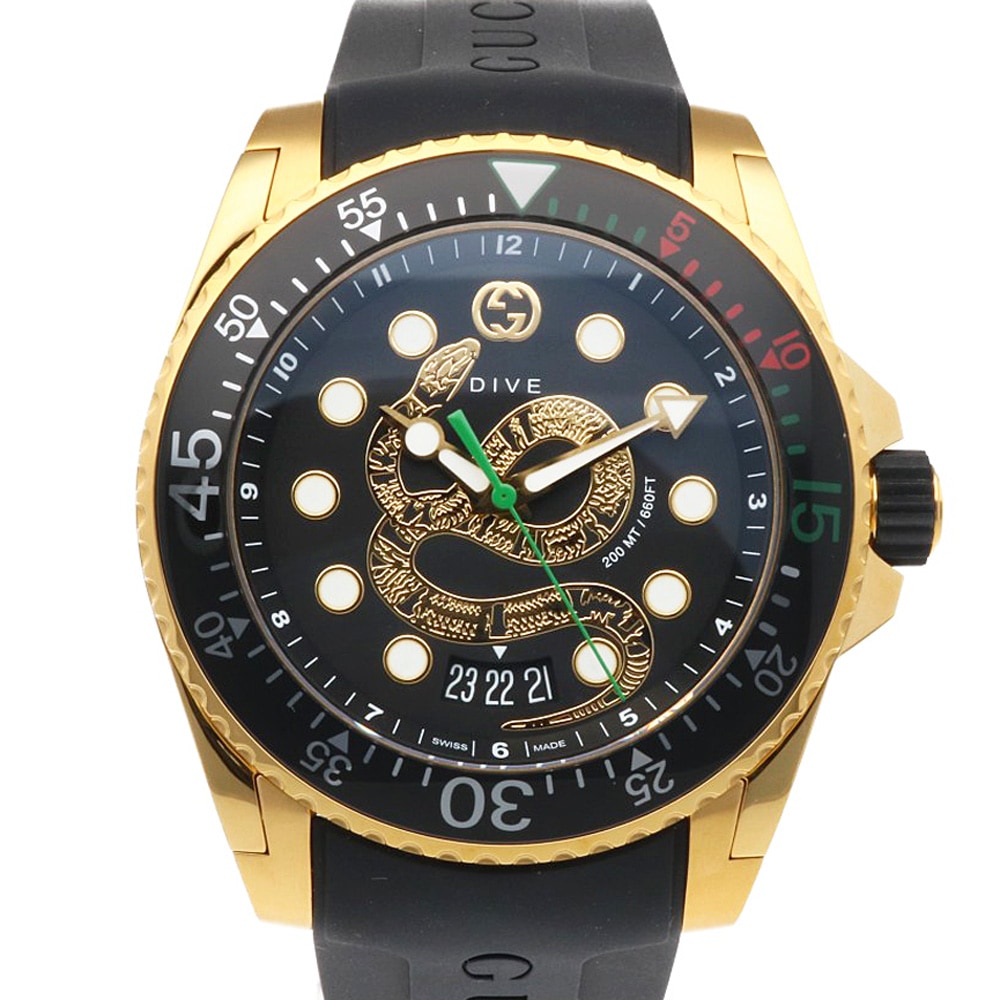グッチ ダイブ スネーク 腕時計 ステンレススチール YA136219/136.2 クオーツ 1年保証 GUCCI 中古 美品