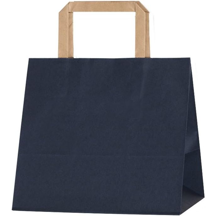 （まとめ買い）シモジマ HEIKO 手提げ紙袋 Hフラットチャームバッグ 220-1（平手） 未晒ネイビー 無地 50枚 幅220xマチ150x高210mm 003277321 [x3セット]