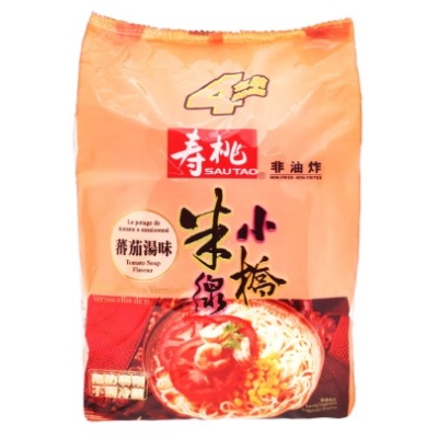 [壽桃牌] Xiao Qiao Rice Vermicelli Tomato Soup Flavour 小橋米線(4包)-蕃茄湯味　4食パック インスタント袋麺 860G×1パック （香港版）