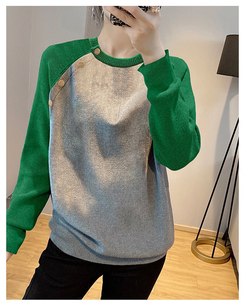 ファッション ラウンドネック グリーン セーター レディース 秋 冬 ボトムス ニットセーター トップス グレー Ｓ Ｍ Ｌ XL トップス 袖あり かわいい 大人可愛い きれいめ シンプル