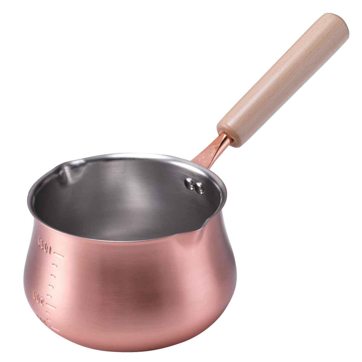ミルクパン 14cm ガス火専用 ほっこり銅のみるくpan ソースパン 片手鍋 メモリ付き 14センチ 小鍋 ミニ 小さい 両口鍋 銅鍋 銅製 ガス火 ガス専用 ガス火対応 ギフト プレゼント