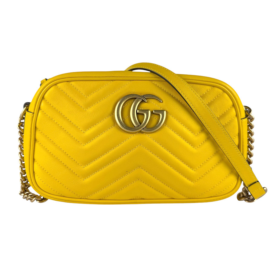 グッチ GUCCI 斜め掛けショルダーバッグ GGマーモント レザー/メタル イエロー/ゴールド レディース 447632 z9458