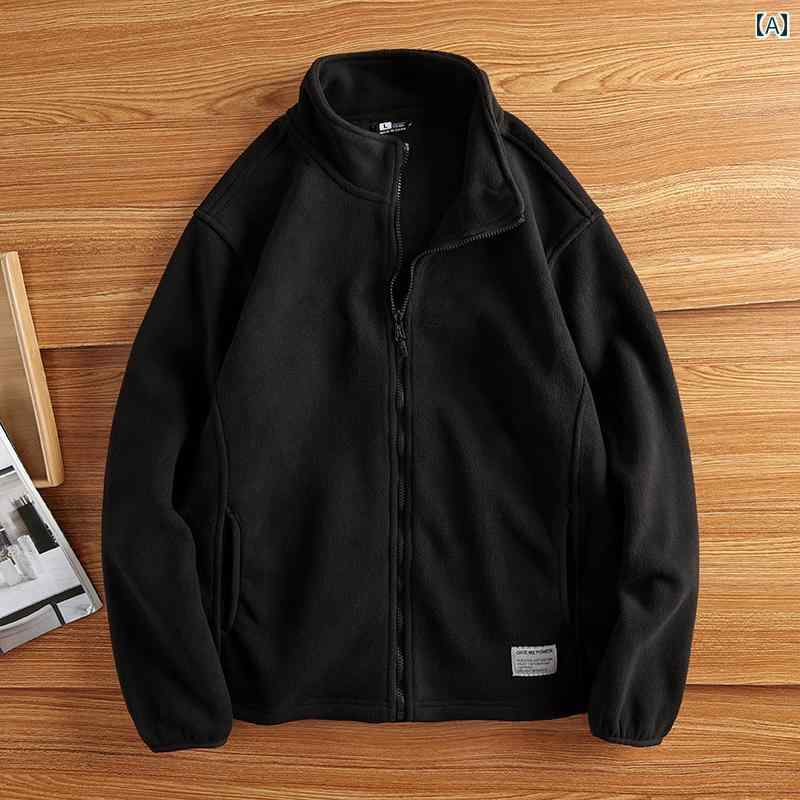 フリース メンズ ジャケット ジップアップ おしゃれ 秋冬 暖かい 大きめサイズ スタンドカラー スポーツ アウトドア ブラック ブルー グレー 5,453円