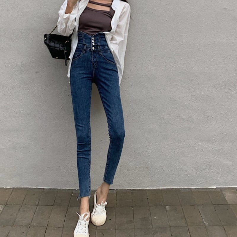 2color レディース ボトムス デニム ジーンズ ブラック ブルー 春 夏 春夏 秋冬 秋 13