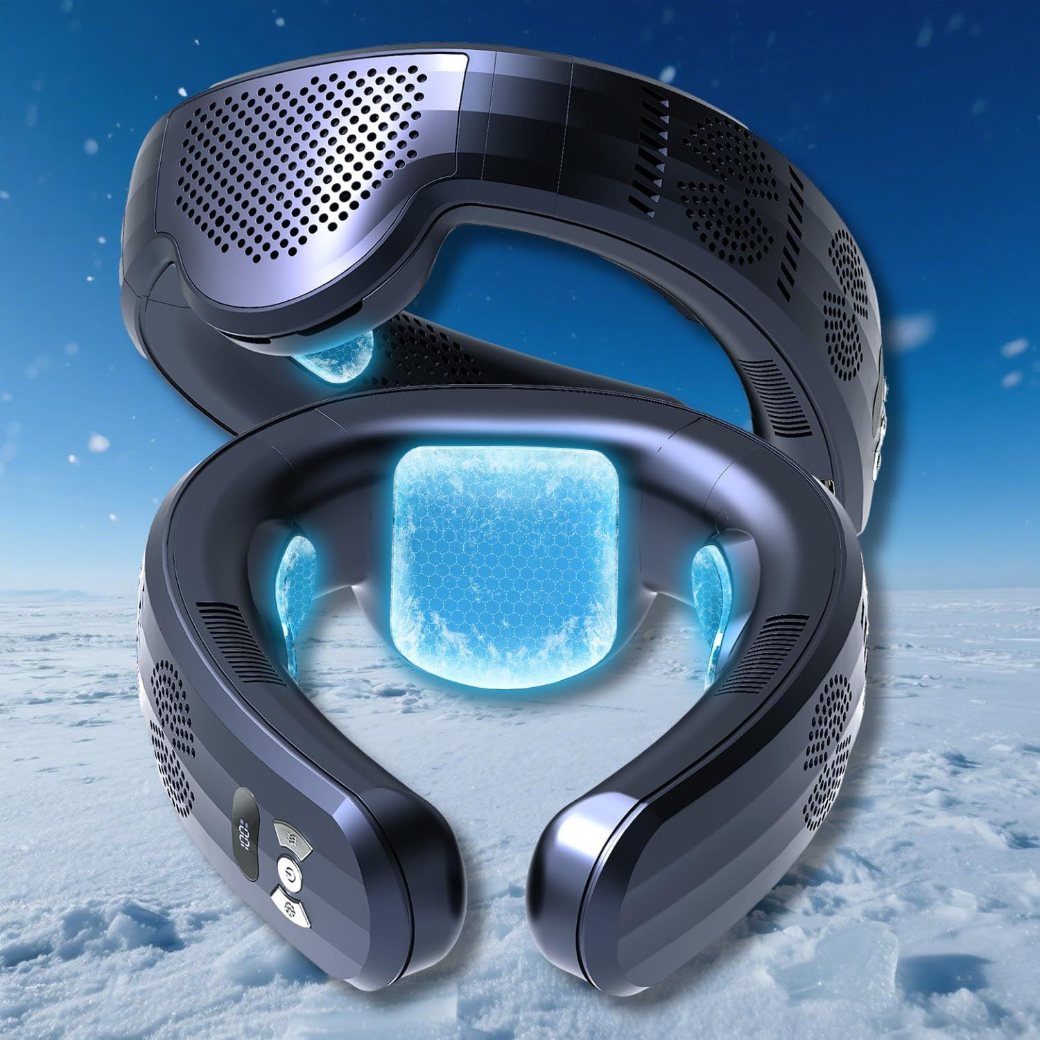 首掛け扇風機 ネックファン 携帯扇風機 ネックファン 冷却プレート半導体冷却 冷房エアコン 軽量 静音 LED付 温度表示 Type-C充電式 10000mAh大容量 急速充電 3段階風量