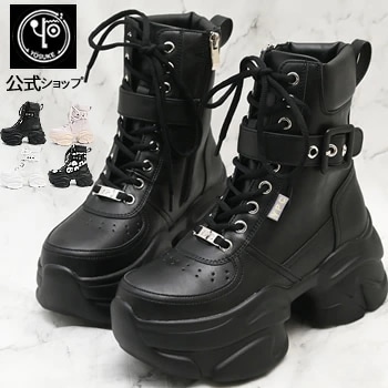 ヨースケ 厚底スニーカー レディース 公式キズ補修液付 レースアップブーツ 歩きやすい 9.0cm 安定感のあるトラックソール 軽量