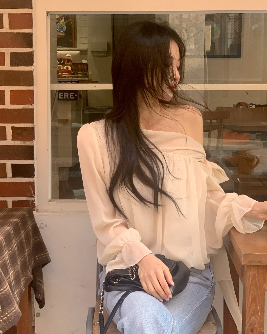 ラティーナリボンシフォンブラウス韓国ファッション レディース